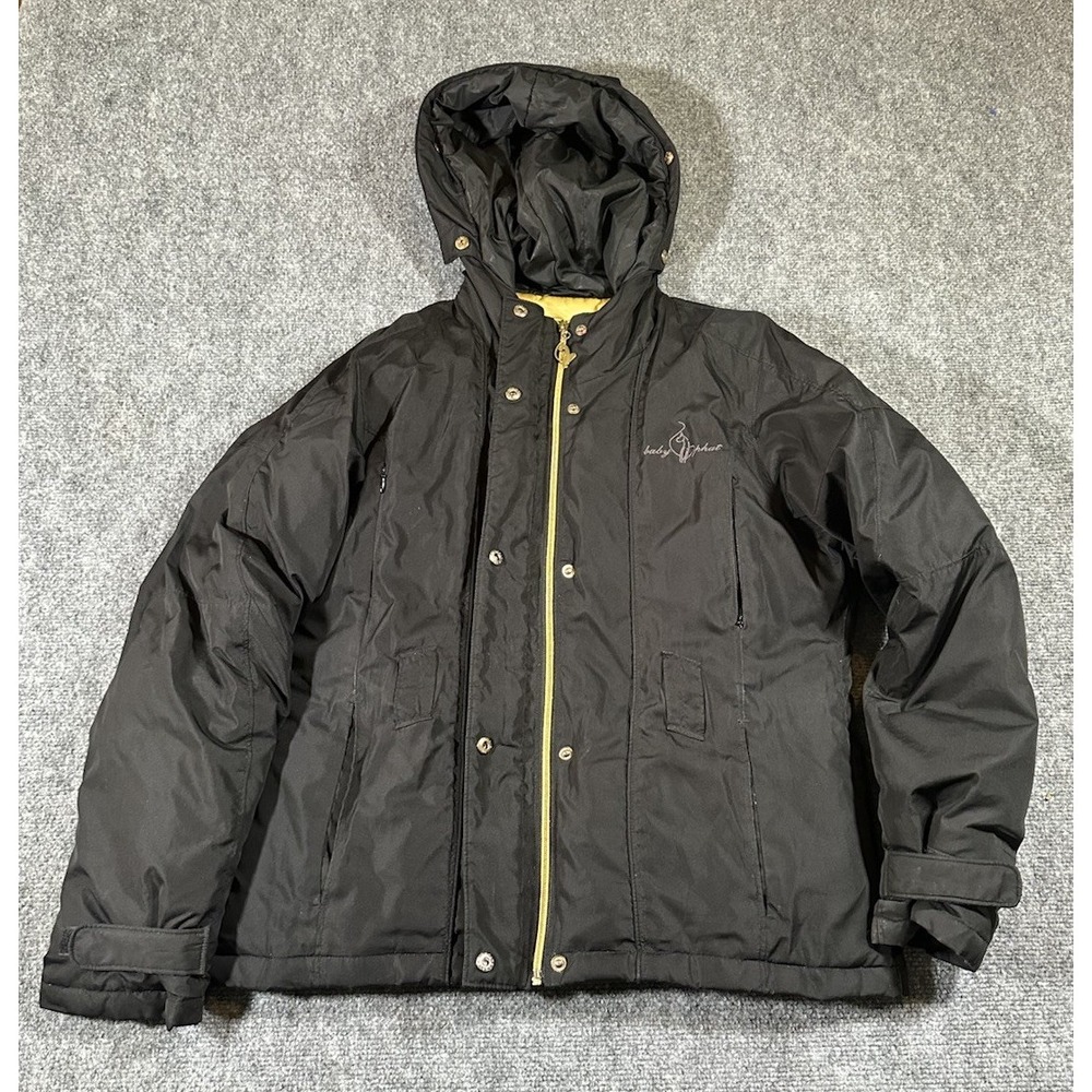 Baby Phat Women's Medium Black Down Fill Puffer Jacket Hooded